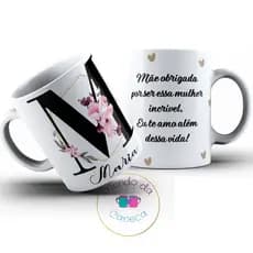 Caneca Personalizada com sua Inicial  seu Nome e Frase de Porcelana (Temos Todas as Iniciais)