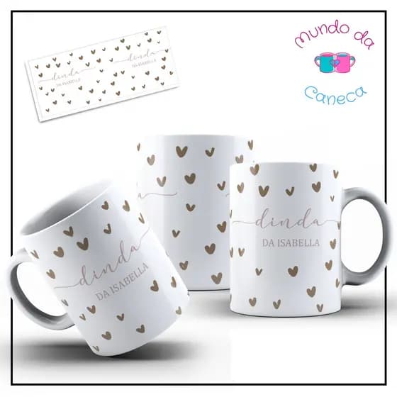 Caneca Personalizada Madrinha De Batismo Dinda com Nome da Criança