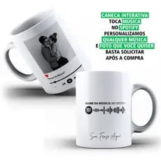 Caneca Personalizada Interativa Spotify (com sua foto e música) - Escaneou o QR Code Tocou a musica