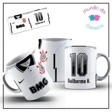 Caneca Personalizada Corinthians Com Seu Nome de Porcelana Timão Futebol 09 Modelos Diferentes
