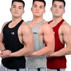 Kit 3 Regatas Masculina Cavada 100% Algodão Lisas Sem Estampas Cores Basicas para Academia