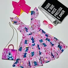 Vestido Infantil Menina Festas Bloguerinha Stitch Soltinho Confortável Verão