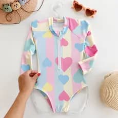 Maiô Infantil Com Ziper Personagens Hello Kitty Infantil Para Meninas Com Proteção UV Moda Verão Praia Carnaval