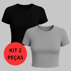 Kit 2 Baby Tee Slim Fit Feminina Estilo Academia Blusa Suplex