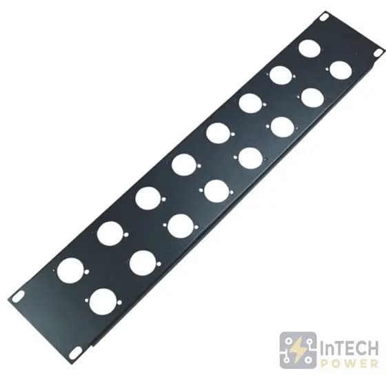 PAINEL RACK 19" 2U COM 16 FUROS PARA XLR EM AÇO #20 (1mm)