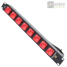 RÉGUA PADRÃO RACK 19 POL. 1U 8 TOMADAS DIAGONAL VERM. ATÉ 10 AMPERES - 127/220V - CABO 1,2M - PRETO