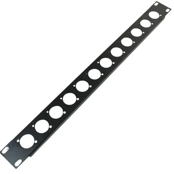 PAINEL RACK 19" 1U COM 12 FUROS PARA XLR EM AÇO #20 (1mm)