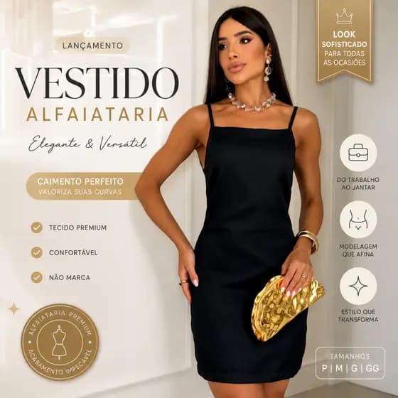 Vestido Feminino Midi em Alfaiataria Casual Elegante Cintura Marcada