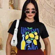 Camiseta T-Shirt Feminina Estampada Limão 100% Algodão