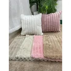 Kit 4 e 2 Capa de Almofada de Luxo - em Pelúcia Soft Wave Canelado