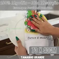 12 Pano de Prato Grande 73x43 100% Algodão – Kit Decorado Sortido para Cozinha - Alta Absorção e Macio