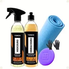 Kit Limpeza Couro Vonixx Higicouro Hidracouro Microfibra Hidrata Couro Limpa Couro