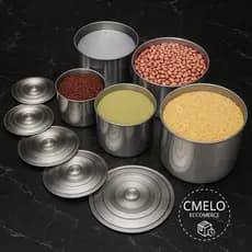 Jogo de Mantimento 5 Peças Pote Lata de Alumínio Para Armazenamento c Tampa