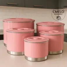 Jogo de lata 5 peças rosa bebê/azul bebê/preto de alumínio jogo latas