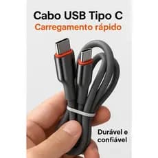 Cabo USB Tipo C para Tipo C 120W Silicone Carregamento Rápido 1m