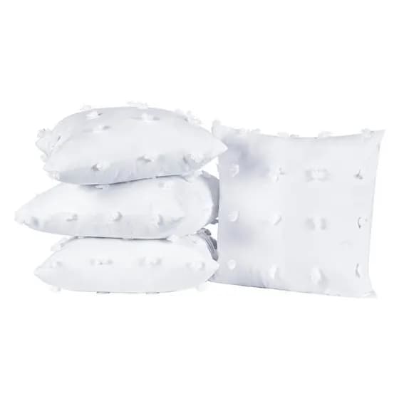 Kit 04 Capas De Almofada Poppy Pompom Com Zíper 45cm X 45cm - Capas 3D em Micropercal 300 Fios