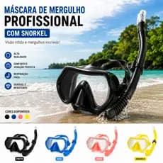 Máscara Snorkel Mergulho Silicone Profissional Praia Piscina Natação Pesca
