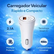Carregador Veicular USB Turbo 5V 9V 12V – Carregamento Rápido Universal para Carro