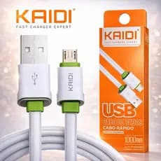 Cabo Carregador USB Kaidi 2.4A Turbo Rápido Tipo-C Micro USB iPhone – Universal e Reforçado