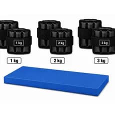 par 1KG 2KG 3KG PRETA + COLCHONETE AZUL | TREINO COMPLETO EM CASA OU ACADEMIA | AJUSTÁVEL E RESISTENTE