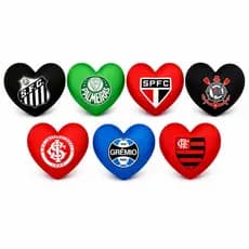 Almofada Coração Time de Futebol 28x25cm Escolha o Time na Variação Presente Criativo e Decoração Macia e Confortável pa