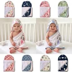 Kit 2 Toalhas de Banho Infantil Bebê com Capuz Forrada Algodão Forro de Felpuda Fralda 100% Algodão