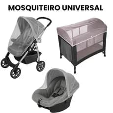 Mosquiteiro de Carrinho de Bebê Universal com Elástico Bebê Conforto Cadeirinha Chiqueirinho