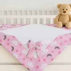 Manta de Piquet Bebê 100% Algodão Bordada Piquezinho Lese Decorada Menina Menino