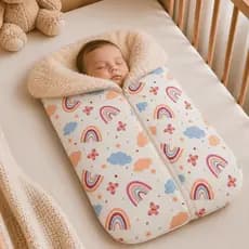Saco de Dormir para Bebê Casulo Quentinho Grande com Sherpa Algodão Frio com Zíper Estampado Pupa