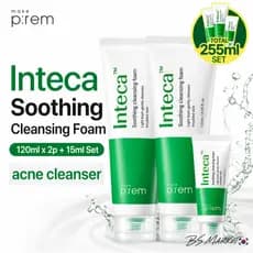 MAKE PREM Inteca Acne Care Conjunto De Espuma De Limpeza Calmante 120ml x2 + 15ml Pele Sensível Limpador Facial De Baixa