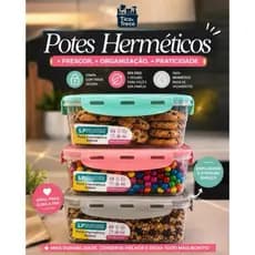 Kit 3,6,9,12 Potes 500ml Hermético Com Tampa Pote 4 Travas Marmitas Fitness Saladas Frutas Comida