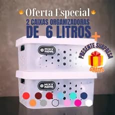 Kit 2 Caixas Organizadoras Cesto Organizador Com Tampa Multiuso Resistente Com Alça Empilhável