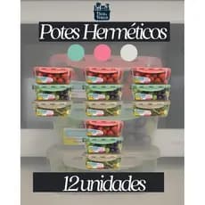 Kit 12 Potes 500ml Hermético Com Tampa Pote 4 Travas Marmitas Fitness Saladas Frutas Comida