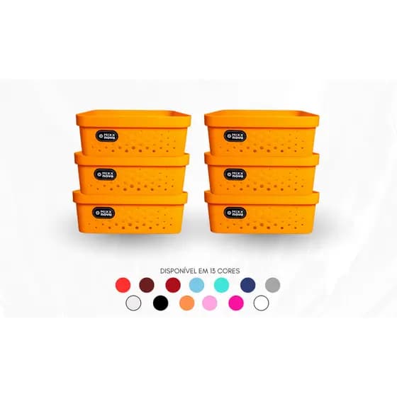 Kit Cestos Organizadores Multiuso 11 L Com Tampa Com Alça Caixa Organizadora PromoçãoResistente