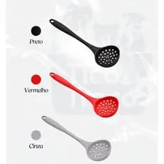 Escumadeira Vazada de Silicone Resistente ao Calor Antiaderente Ideal Para Panelas Alimentos Quentes