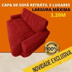 CAPA PARA SOFÁ RETRÁTIL 5 LUGARES LARGURA DE 2,70 A 3,20 M PROMOÇÃO VARIAS CORES