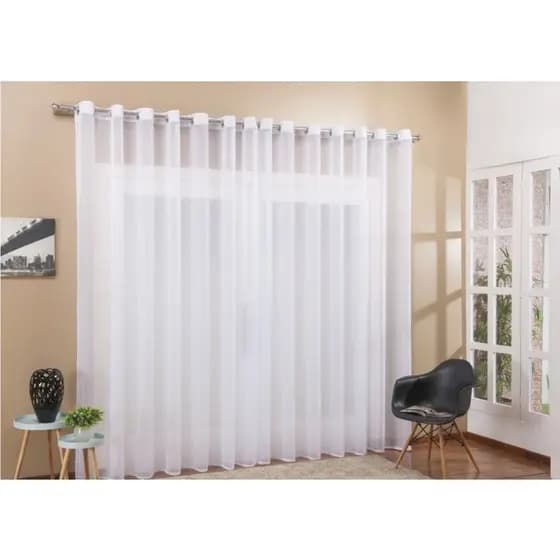 CORTINA DE VOIL TRANSPARENTE 4,00X2,80M COM ILHÓS – LUZ NATURAL PARA SALA E QUARTO PROMOÇÃO VARIAS CORES TAMANHO