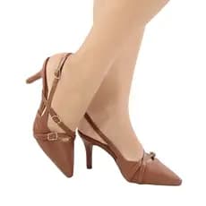 Scarpin Feminino Tiras Fivela Bico Fino Salto Fino 7,5 cm Elegante Festa Trabalho Casual Confortável