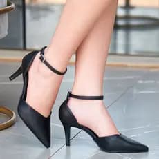 Scarpin Feminino Fechado Salto Fino Alto Agulha 7,5cm Bico Fino Conforto Moda Evangélica Luxo Social