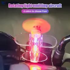 EAZYLIVING Motocicleta Avião Rotativo Movido A Vento LED Luz Ornamentos Bicicletas Decorações F1H5