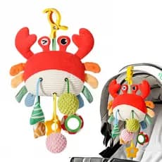 Carrinho de Berço Suspenso Móvel para Crianças com Chocalhos e Brinquedos de Pelúcia, Cordão Sensorial com Mordedor 1LIT