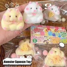 Brinquedo Mochi Squishy De Hamster Fofo-TPR Macio Fuzzy-Brinquedos De Apertar Para Alívio Do Estresse-Crianças E Adultos