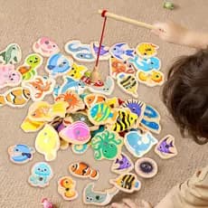 33 Peças Brinquedos Magnéticos De Pesca De Madeira/Jogos Educacionais Para Crianças pescabrinquedo