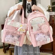 Mochila Ita Bag Feminina Nylon Grande Capacidade de Ombro para Notebook para Escola e Faculdade e Uso Diário
