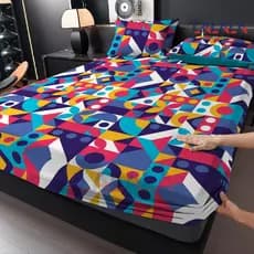 geometria Jogo De Lençol 02 e 03 Peças CASAL QUEEN SOLTEIRO Percal Ponto Palito Estampado