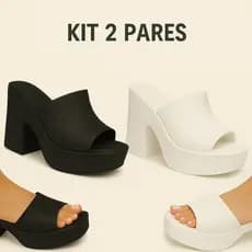 Kit Pares Tamanco Plataforma Salto Alto Feminino Fashion