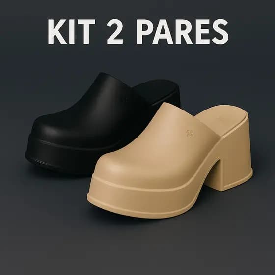 Kit Pares Tamanco Plataforma Meia Pata Fechado Feminino Leve Confortável