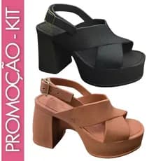 Kit Pares Tamanco Meia Pata Sandália Salto Alto Plataforma Confortável Linda