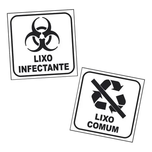Sinalização Adesiva para Lixeiras: Lixo Infectante e Comum - Vinil 12x12cm