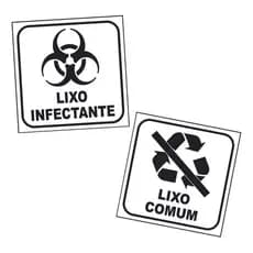 Sinalização Adesiva para Lixeiras: Lixo Infectante e Comum - Vinil 12x12cm